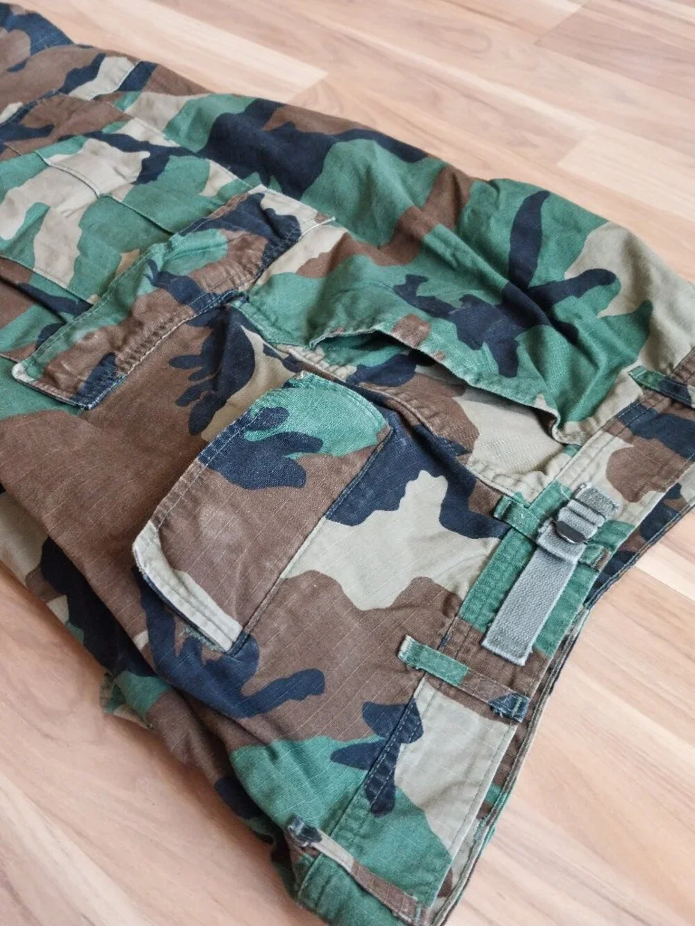 US Military Woodland Camouflage BDU Trousers Hot Weather Ripstop Sz Medium Short